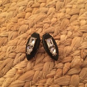 Black Enamel & Crystal Art Deco Earrings 💎